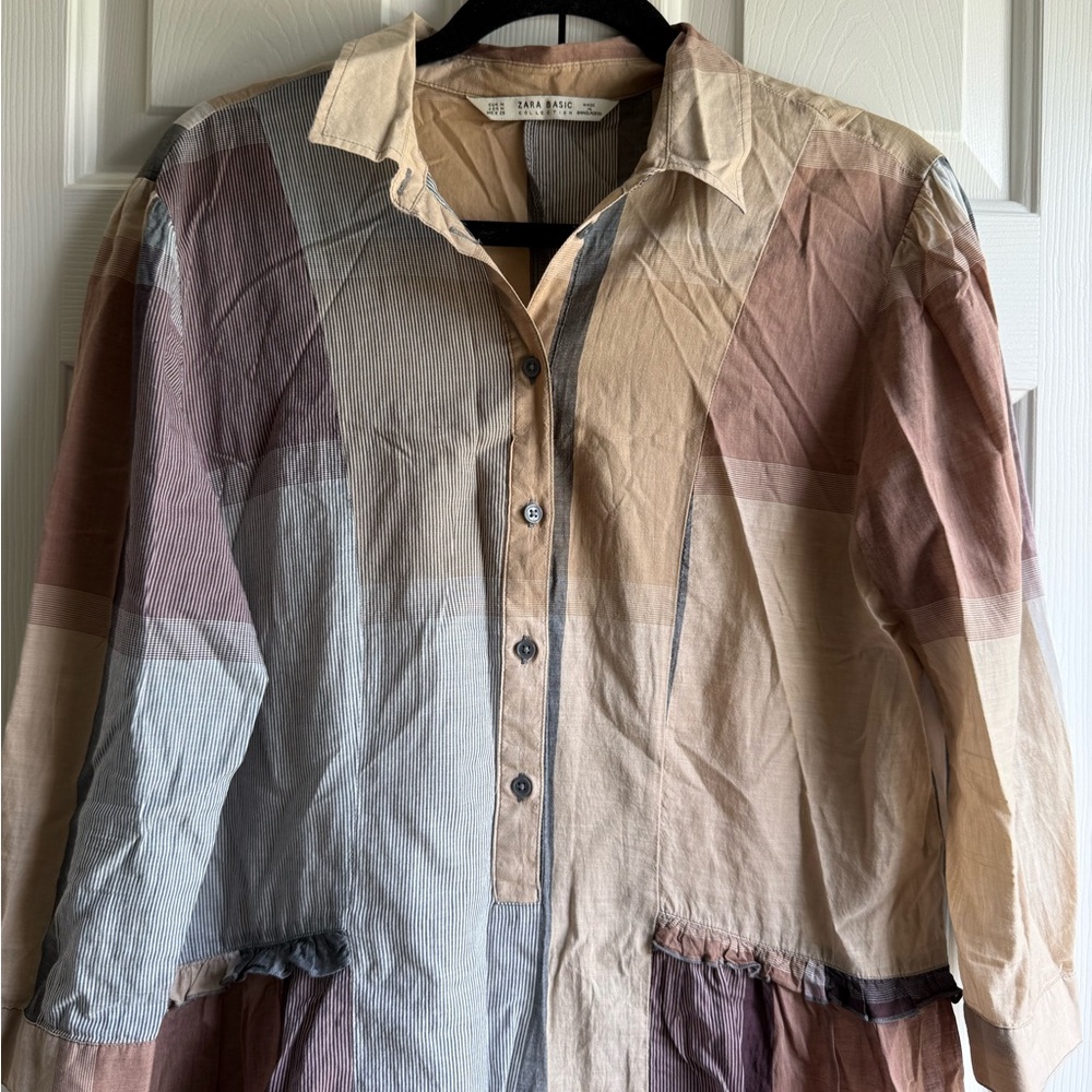 Zara Basic Striped Patchwork Shirt - image 2